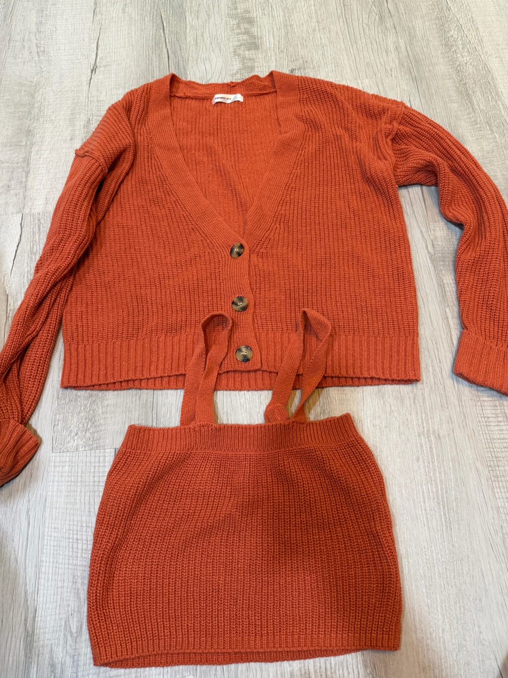 Rust Orange Knit Button-Front Women's Sweater/ under sweater shirt
